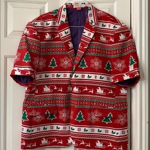 Christmas themed short sleeve jacket w/tie